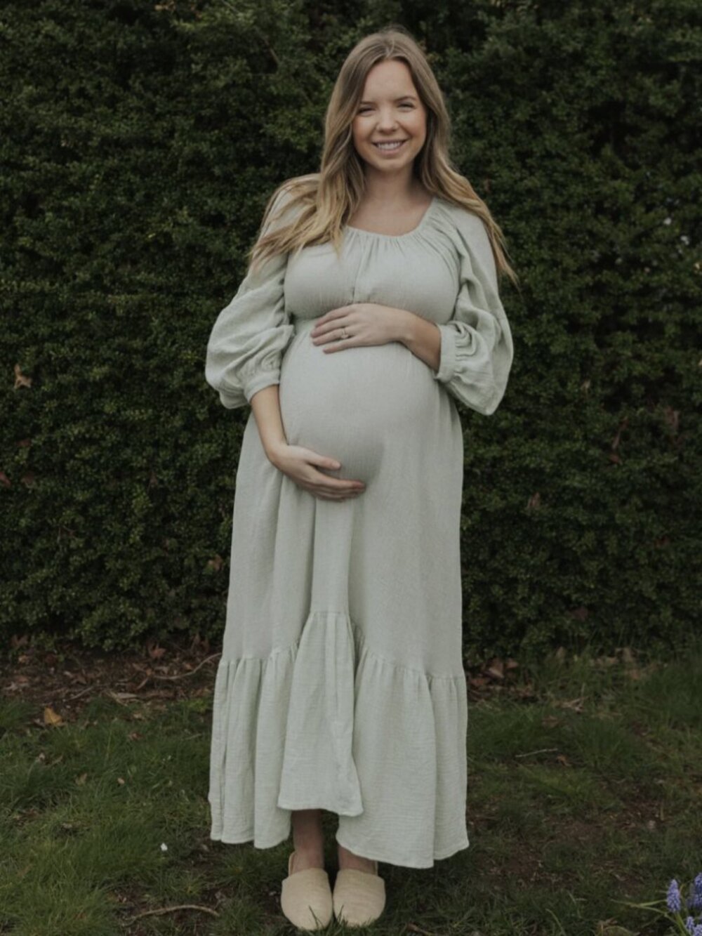 emme Eliza Maternity and Nursing Dress in Morning Mist Size Large